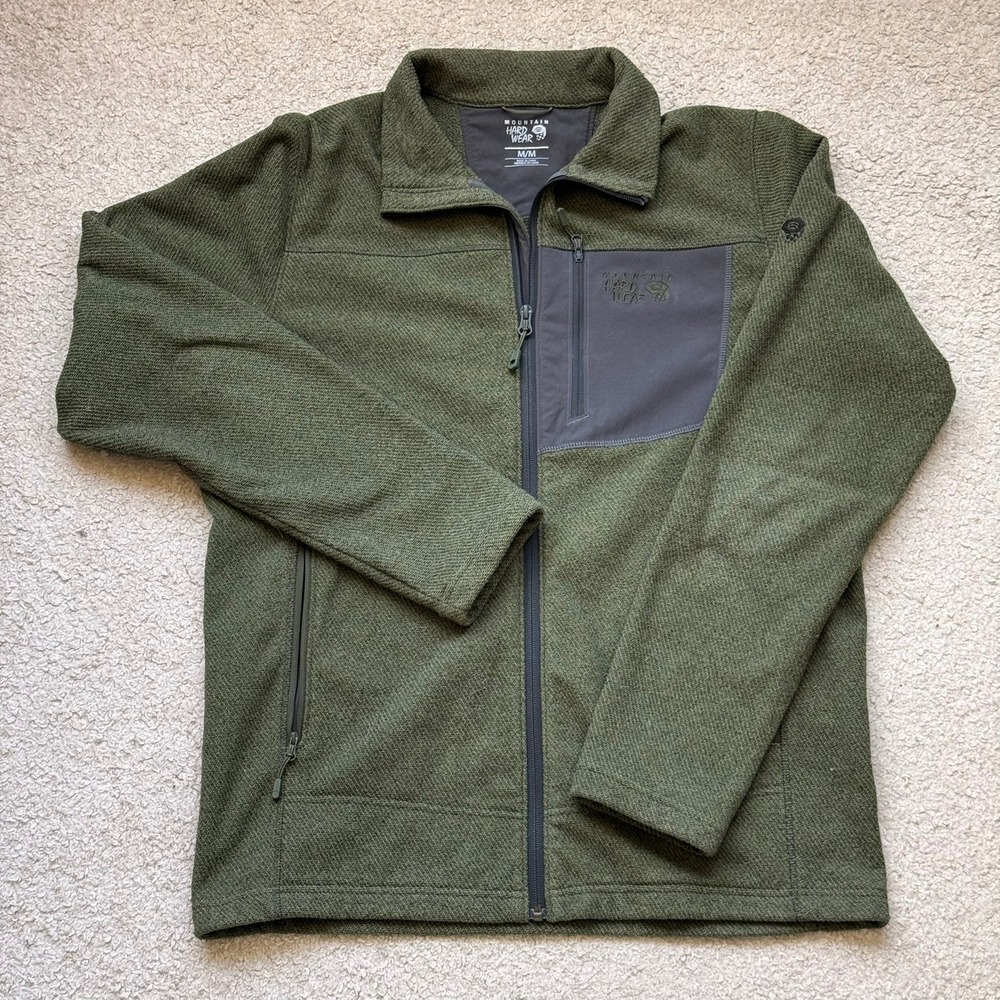 Mountain Hardwear Mens Green Full Zip Fleece Jacket OM0418 Size M